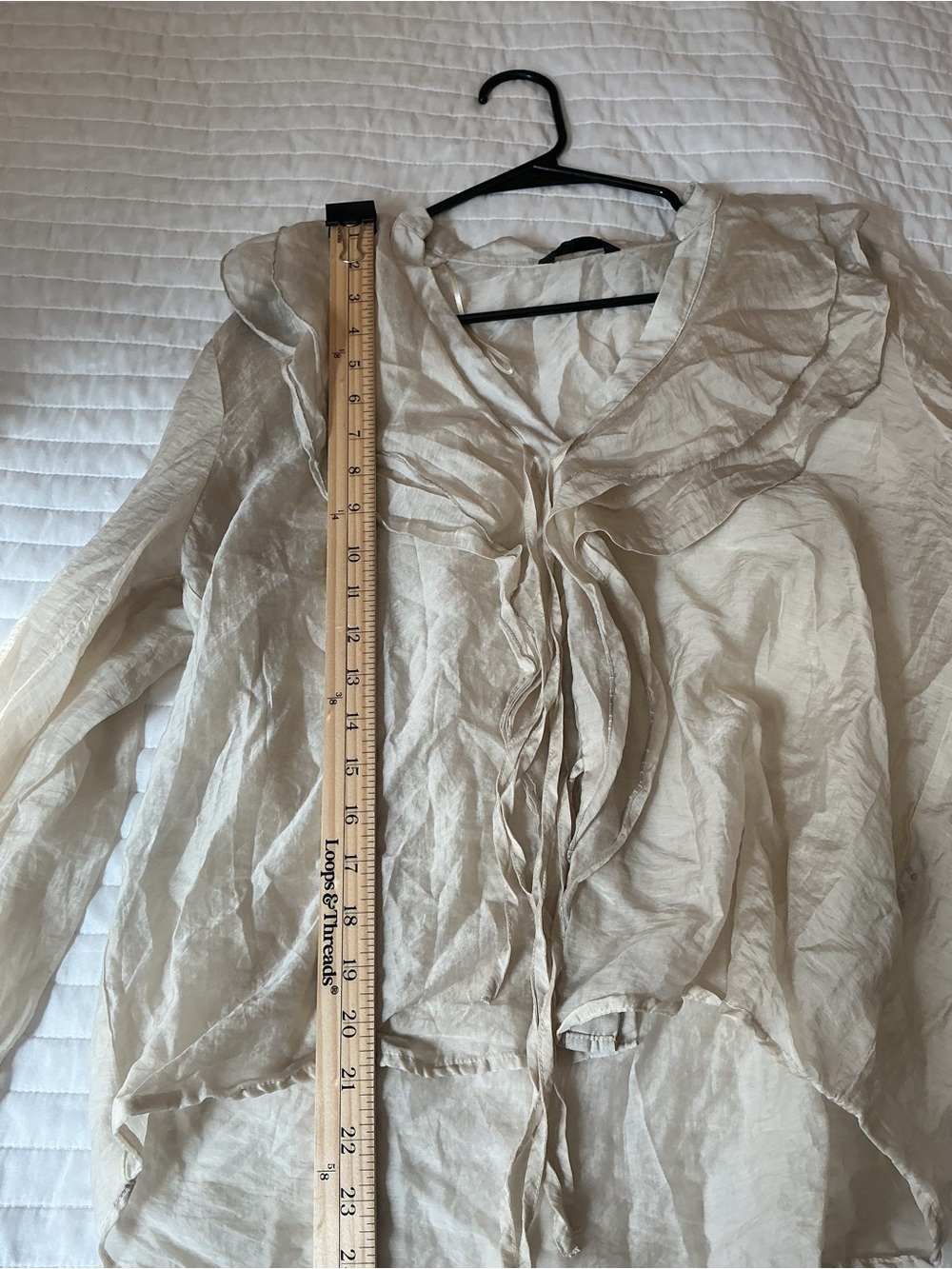 Zara Cream Ruffle Tie-Front Blouse - Picture 7 of 8
